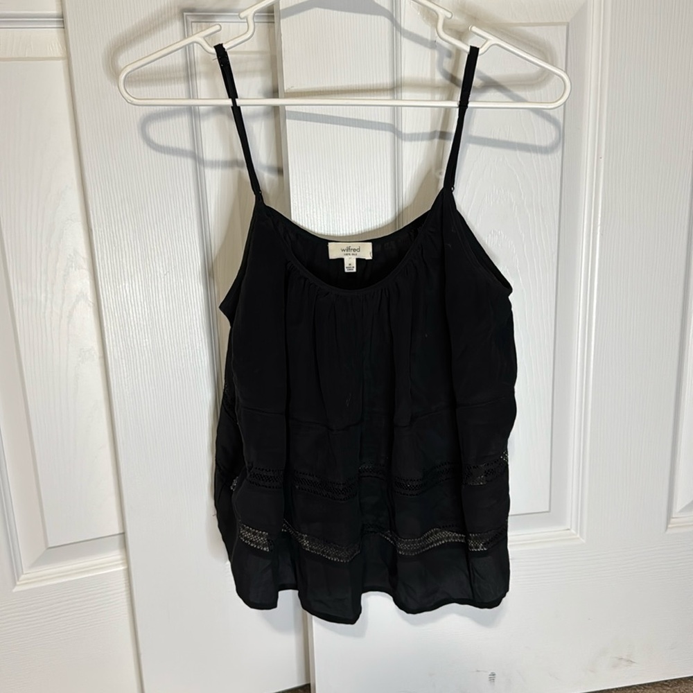 NWOT Aritzia Wilfred 100% Silk Black Crop Camisole